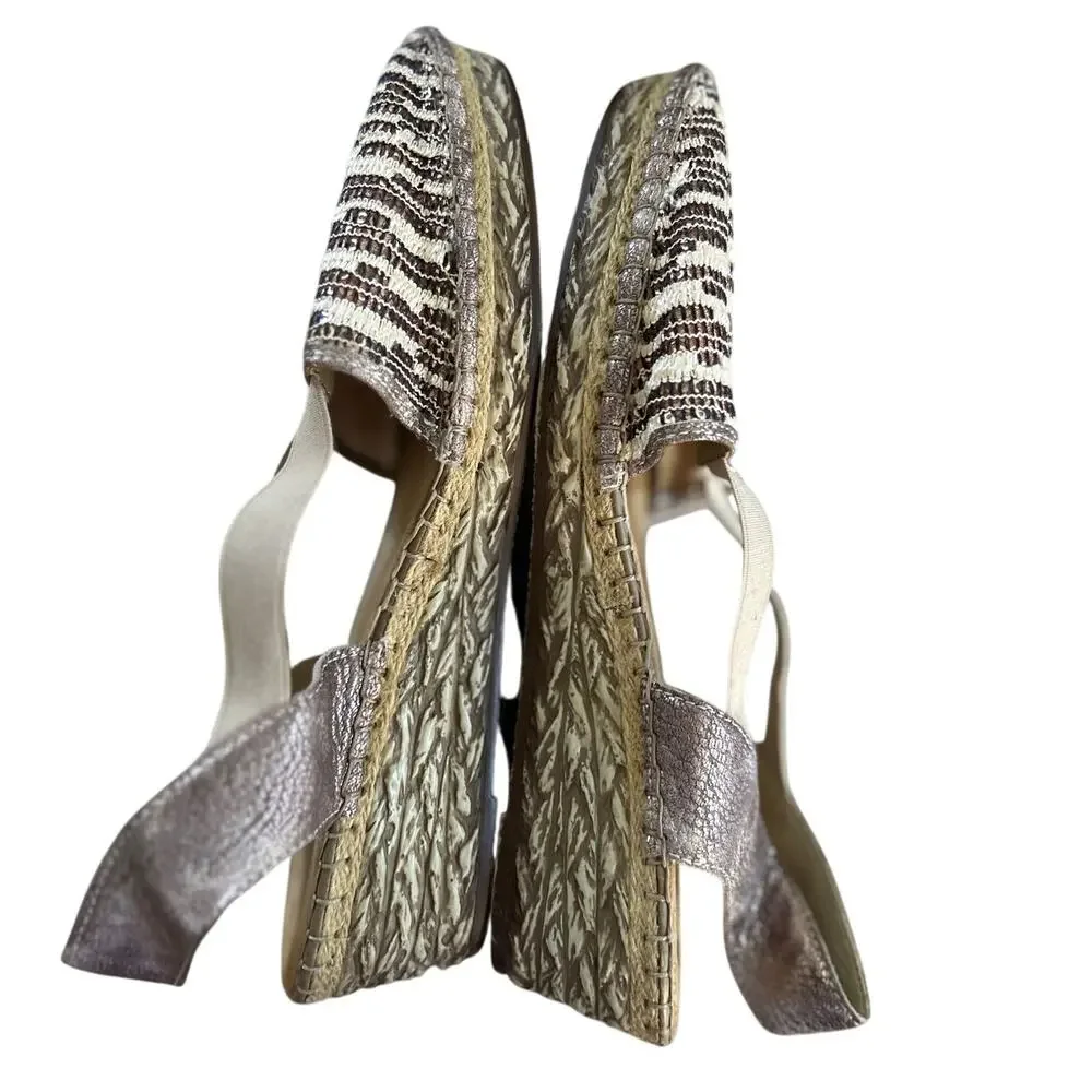 Rieker Taupe Brown & Tan Sparkle Leather & Plastic Espadrille Comfort Wedge